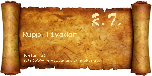 Rupp Tivadar névjegykártya